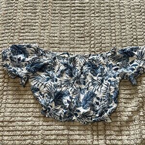 Olive and grey Floral Off-Shoulder Top